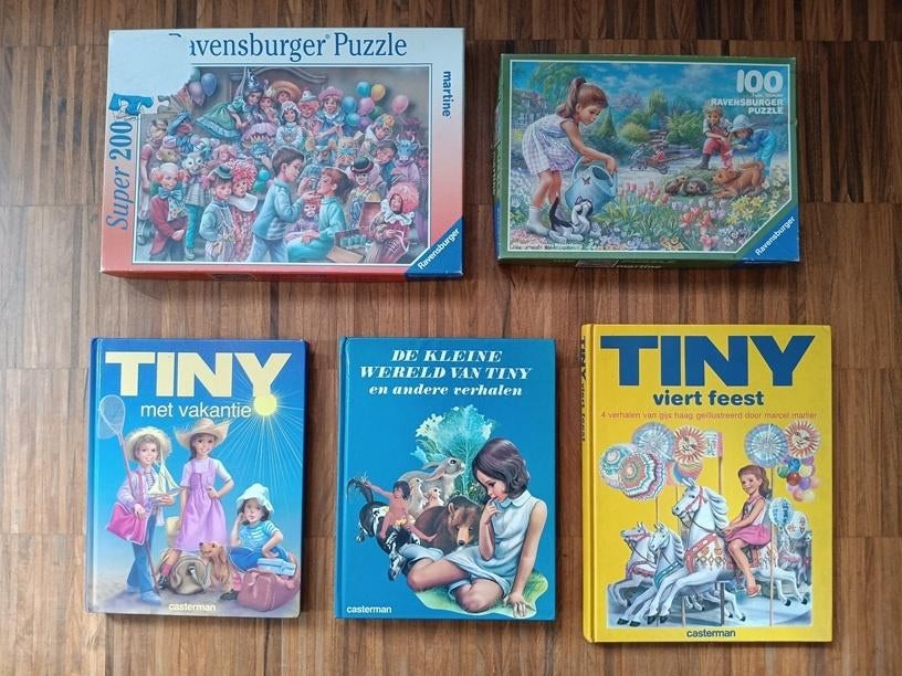 Nostalgische set Tiny, Kinderen en Baby's, Speelgoed | Kinderpuzzels, Zo goed als nieuw, 6 jaar of ouder, Meer dan 50 stukjes