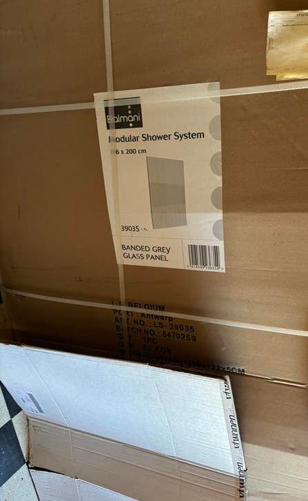 NIEUW: Balmani Inloopdouche Stone Grey & Black Design 120x90, Bricolage & Construction, Sanitaire, Comme neuf, Verre, Enlèvement