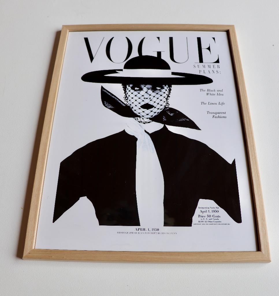 Ingelijste oude poster Vogue, Verzamelen, Rechthoekig Staand, Nieuw, A1 t/m A3, Reclame
