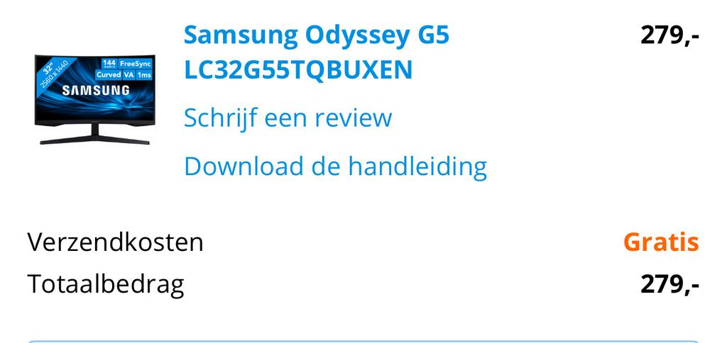 Samsung odyssey G5 32 inc curved gamescherm, Ophalen