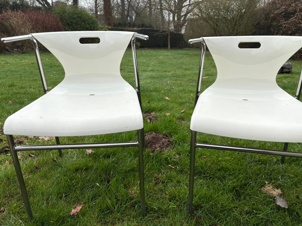 Paire de chaises design, Maison & Meubles, Chaises, Enlèvement, Blanc, Métal