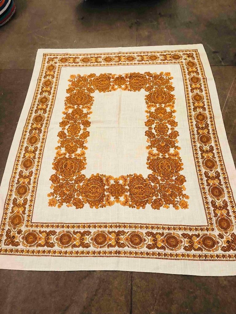 Nappe rétro 100 % lin 165/132 cm, Maison & Meubles, Nappes, Utilisé, Rectangle, Enlèvement ou Envoi
