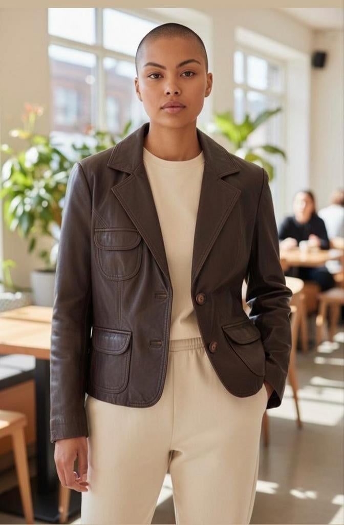 ✨️PERLA Leren Jasje Maat 38/40 Met BUNDELKORTING‼️✨️✨️, Maat 38/40 (M), Bruin, Zo goed als nieuw, Perla