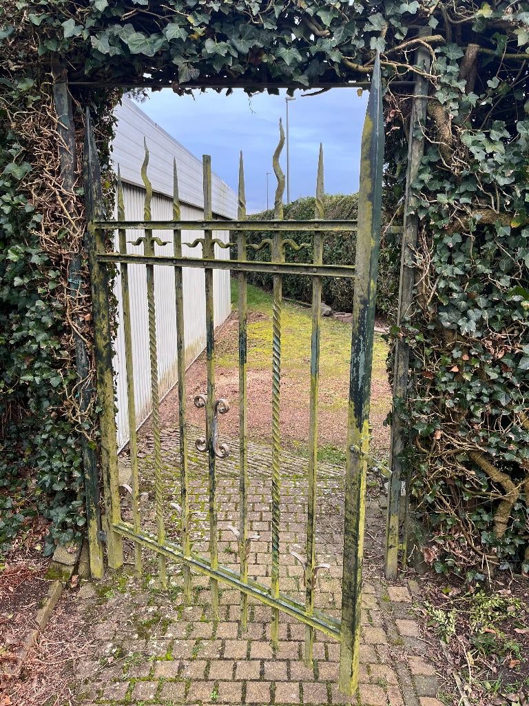 Ijzeren hek poortje met kader, Clôture ornementale, Enlèvement, Avec portail, Utilisé