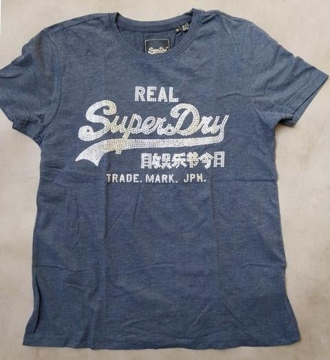 SuperDry T-shirt donkerblauw pailletten - maat 38, Kleding | Dames, T-shirts, Maat 38/40 (M), Ophalen of Verzenden, Zo goed als nieuw