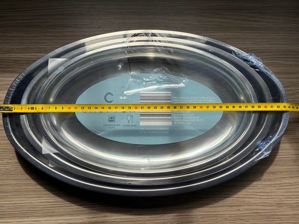 Nieuwe inox plateaus 44,39,en 34 cm dia, Articles professionnels, Enlèvement