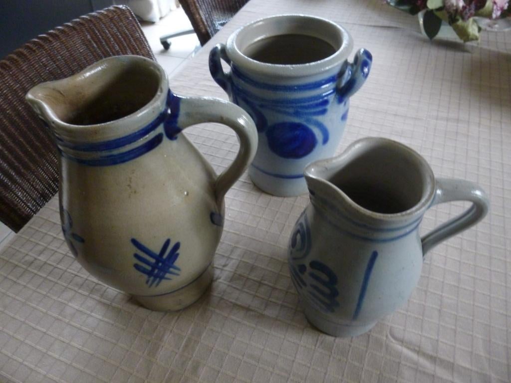 3 blauwe stenen kan pot en bierpot, Ophalen of Verzenden