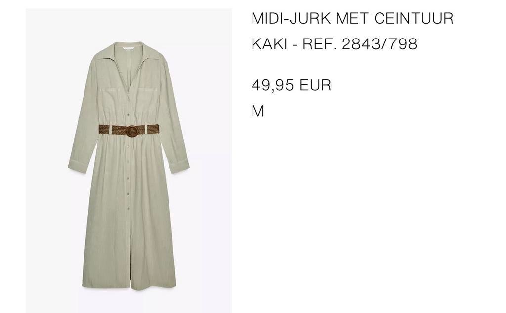Nieuw Linnen kleed kaki maat M nieuw, Kleding | Dames, Jurken, Maat 38/40 (M), Nieuw, Ophalen of Verzenden, Onder de knie
