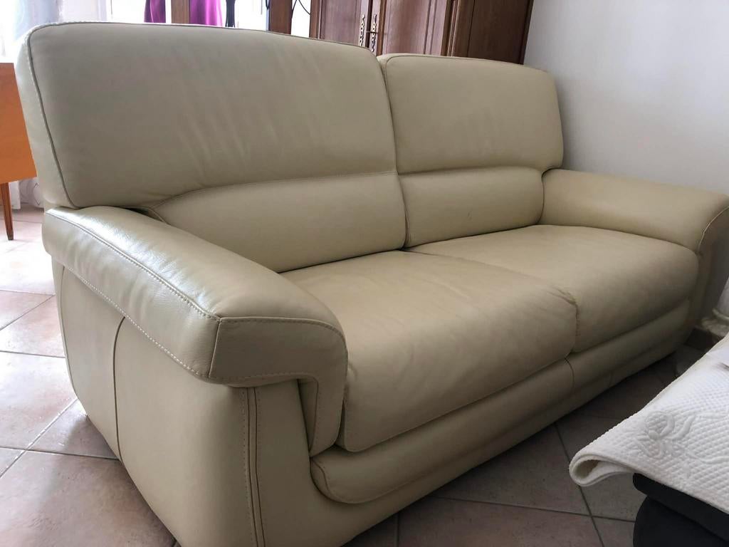 Salon cuir 3 + 1, Enlèvement, Comme neuf, Cuir