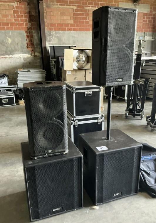 Te huur QSC Luidspreker set, Audio, Tv en Foto, Luidsprekerboxen, Ophalen, Gebruikt, Complete surroundset