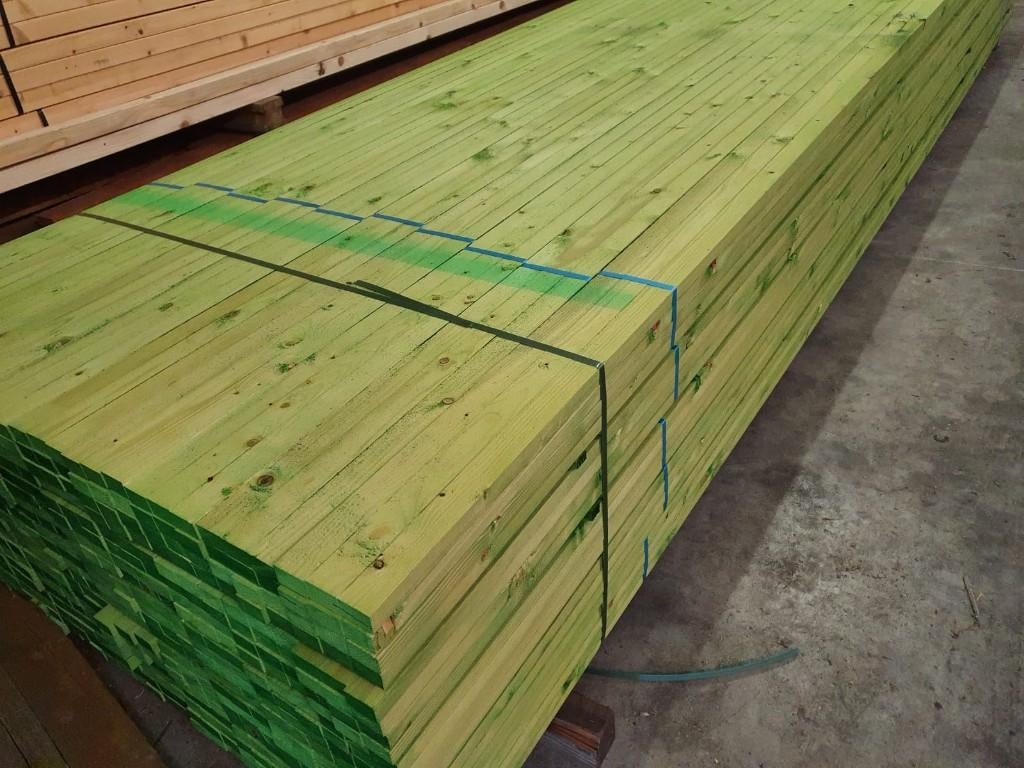 Vuren Geïmpregneerde Panlatten - Bezorgd of Afhalen, Bricolage & Construction, Bois & Planches, Neuf, Poutre, Épicéa, 300 cm ou plus