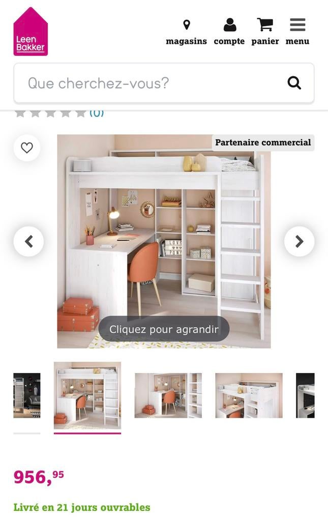 Hoog bed met bureau, schuifkast en opbergruimte, Ophalen, Gebruikt, Stapelbed