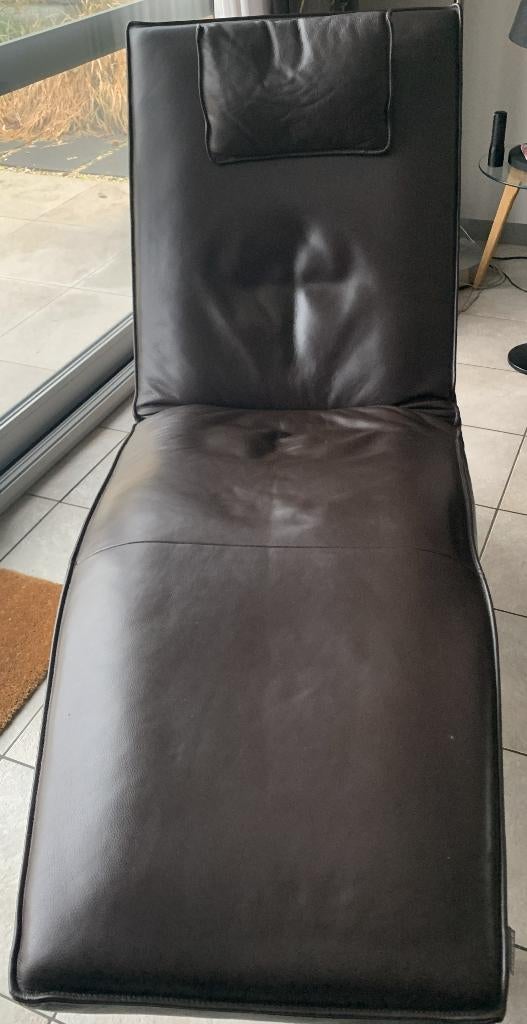 Relax zetel Koinor Jonas donker bruin leder met nekkussen, Ophalen, Eenpersoons, Leer, Zo goed als nieuw