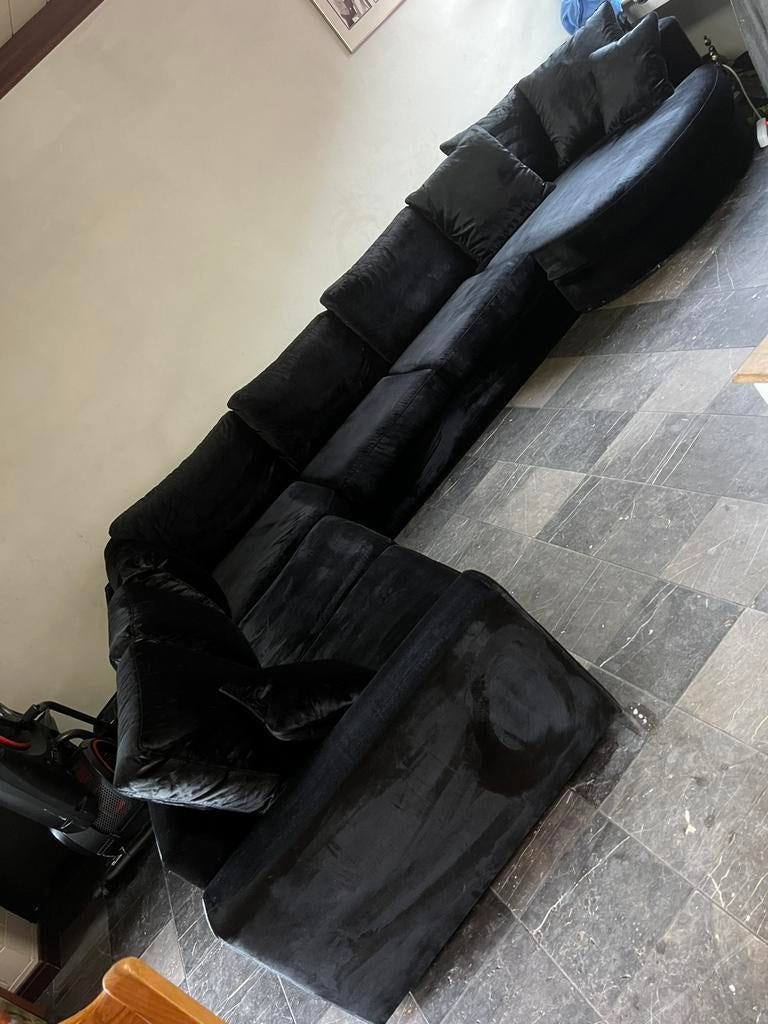 Magnifique canapé d'angle en velours, Maison & Meubles, Enlèvement, Comme neuf