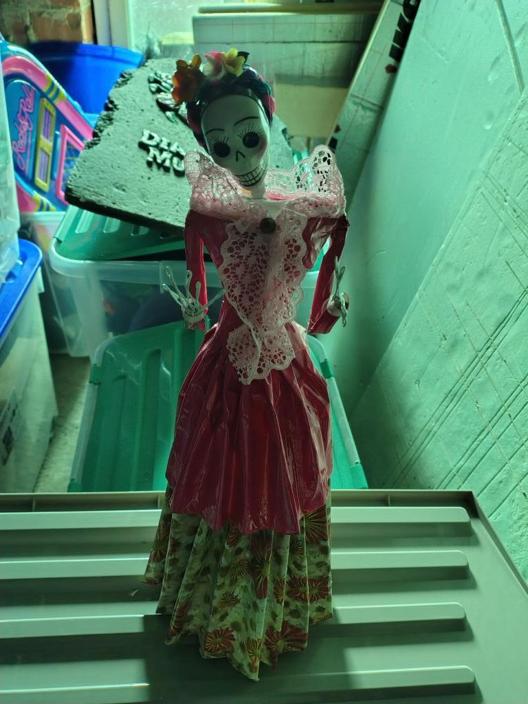 handgemaakte pop uit Mexico dia de los muertos roze, Ophalen, Nieuw, Versiering