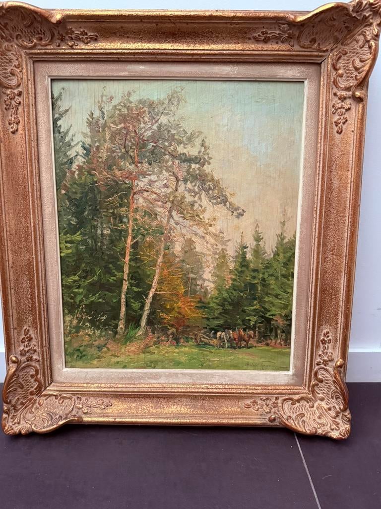 Peinture d'Oswald Poreau - 38 cm sur 46 cm - bon état, Enlèvement