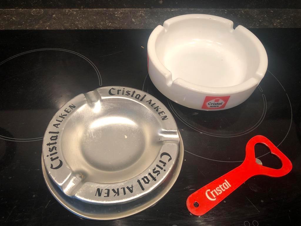 cristal alken lotje asbak opener asbak flesopener, Verzamelen, Ophalen of Verzenden, Gebruikt, Overige typen, Overige merken