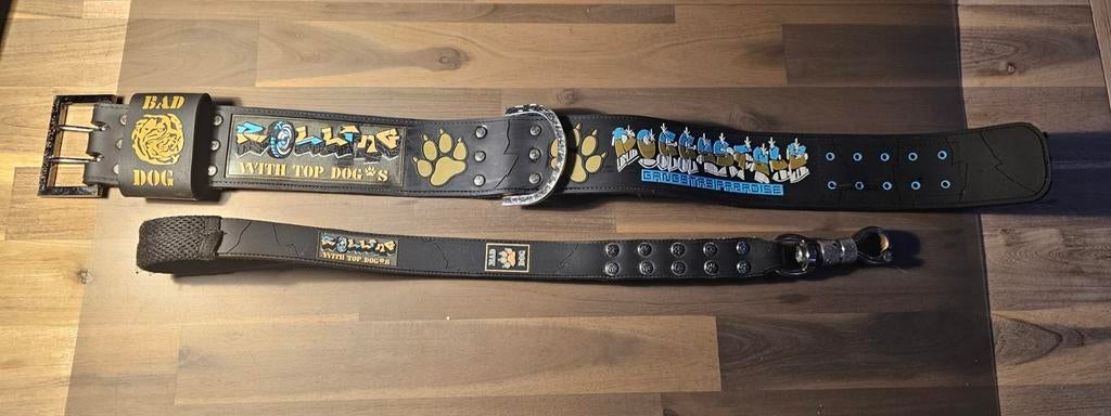 Dikke rubberen halsband met bijhorende leiband., Dieren en Toebehoren, Hondenhalsbanden en Penningen, Ophalen