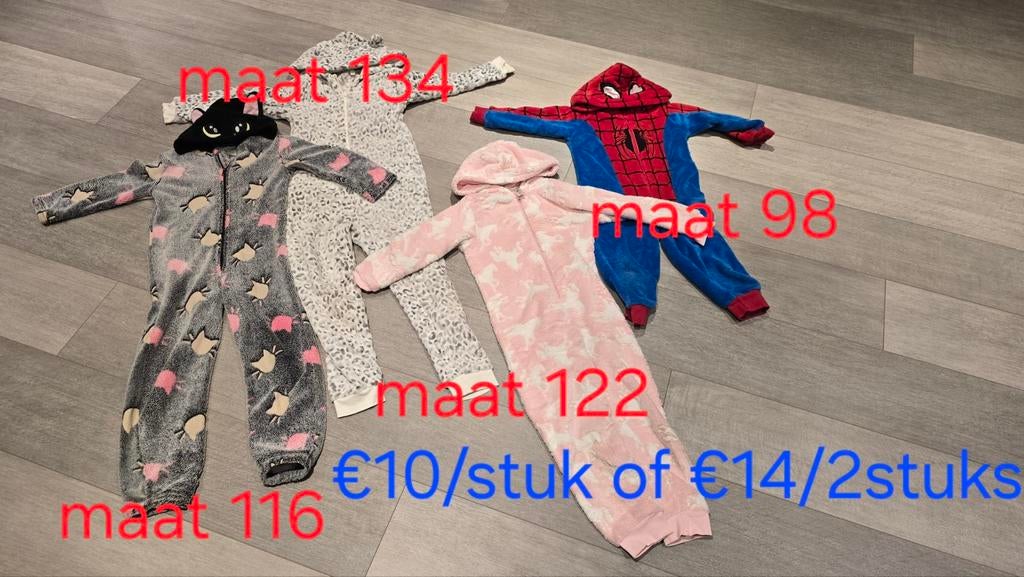 Onesie carnaval of pyjama spiderman, unicorn, black cat..., Ophalen