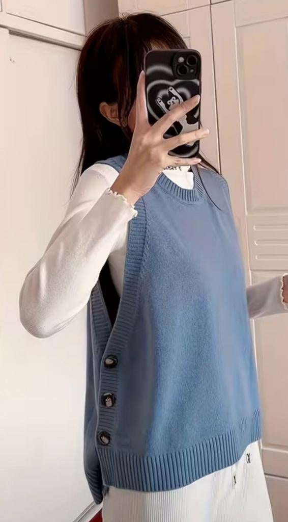 Elegante Blauwe dameswolvest | Modieus, veelzijdig vest met, Ophalen of Verzenden