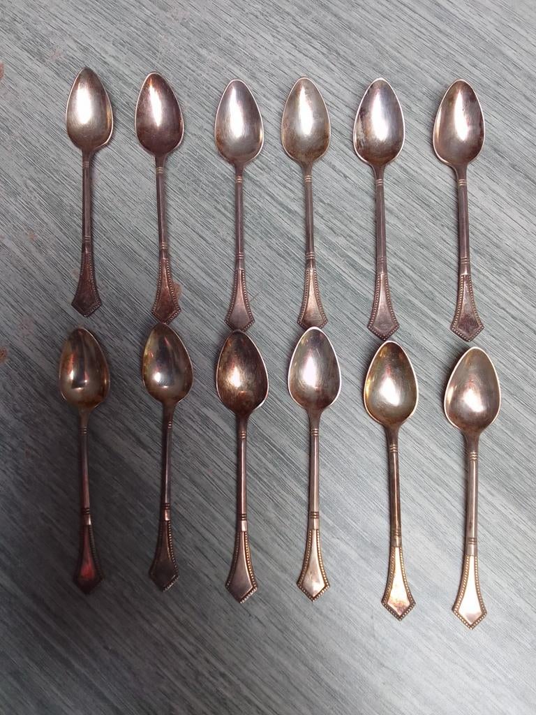 Magnifique ensemble complet de 12 cuillères art déco (en mét, Enlèvement