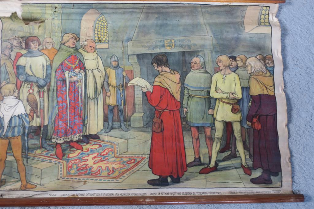 affiche scolaire bossaerts:de bethune reçoit les tisserands, Ophalen, Geschiedenis