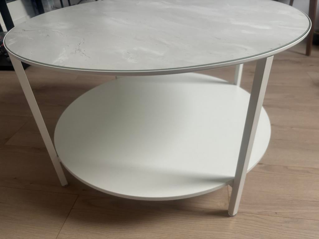 Ijzeren salon tafel met glazen blad, Huis en Inrichting, Ophalen, Zo goed als nieuw