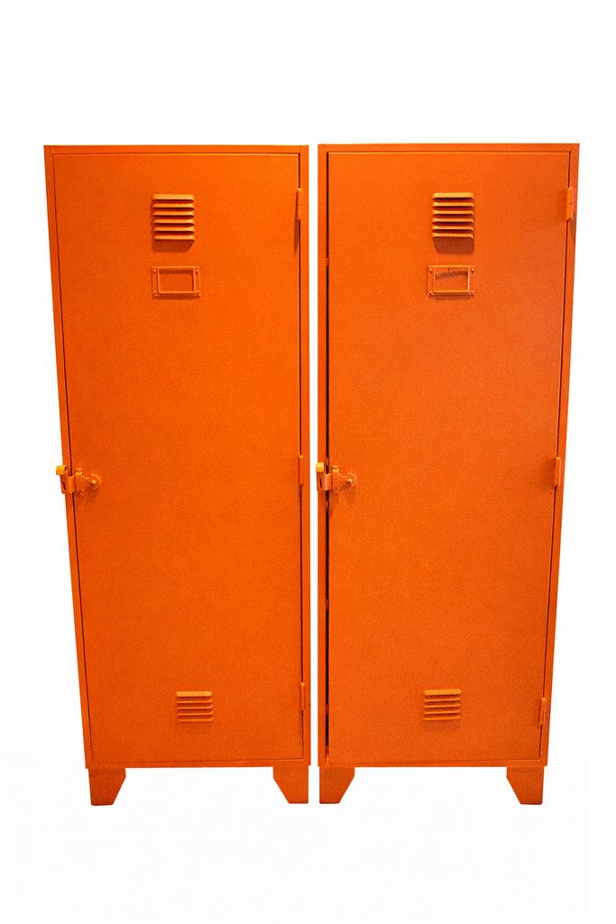 Casier industriel vintage en métal - lot de 2 - orange, Maison & Meubles, Armoires | Casiers, Utilisé, Enlèvement