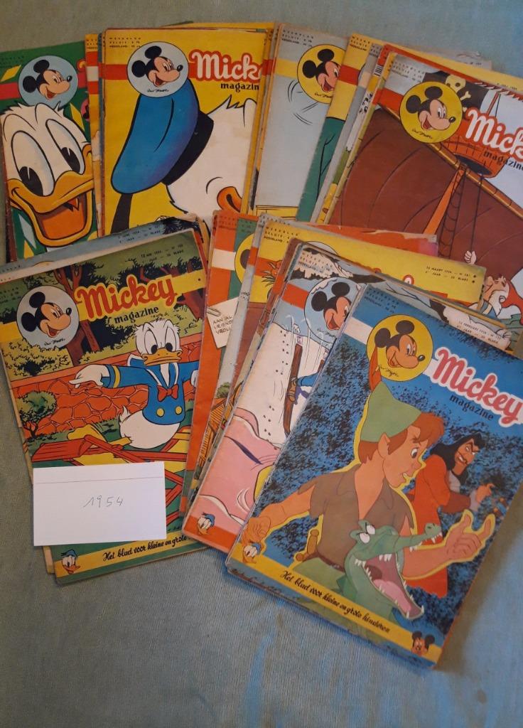 Magazine hebdomadaire Mickey 1954 (46 numéros)  Neerlandais, Livres, Enlèvement ou Envoi, Série complète ou Série, Utilisé, Disney