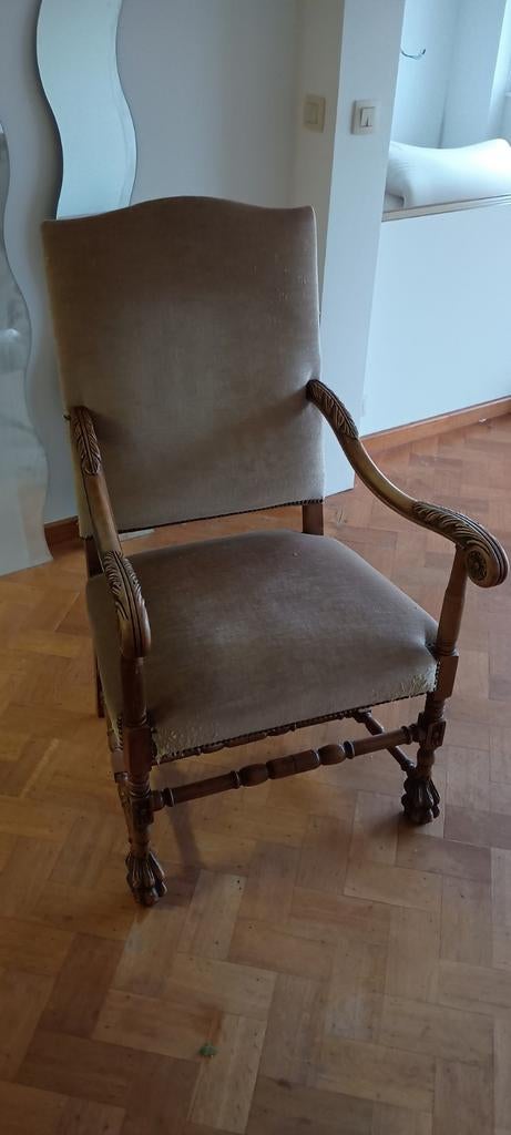 Fauteuil vintage en bois / vintage wooden armchair, Antiquités & Art