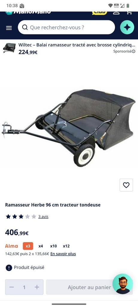 Ramasseur Herbe 100 cm tracteur tondeuse, Jardin & Terrasse, Enlèvement