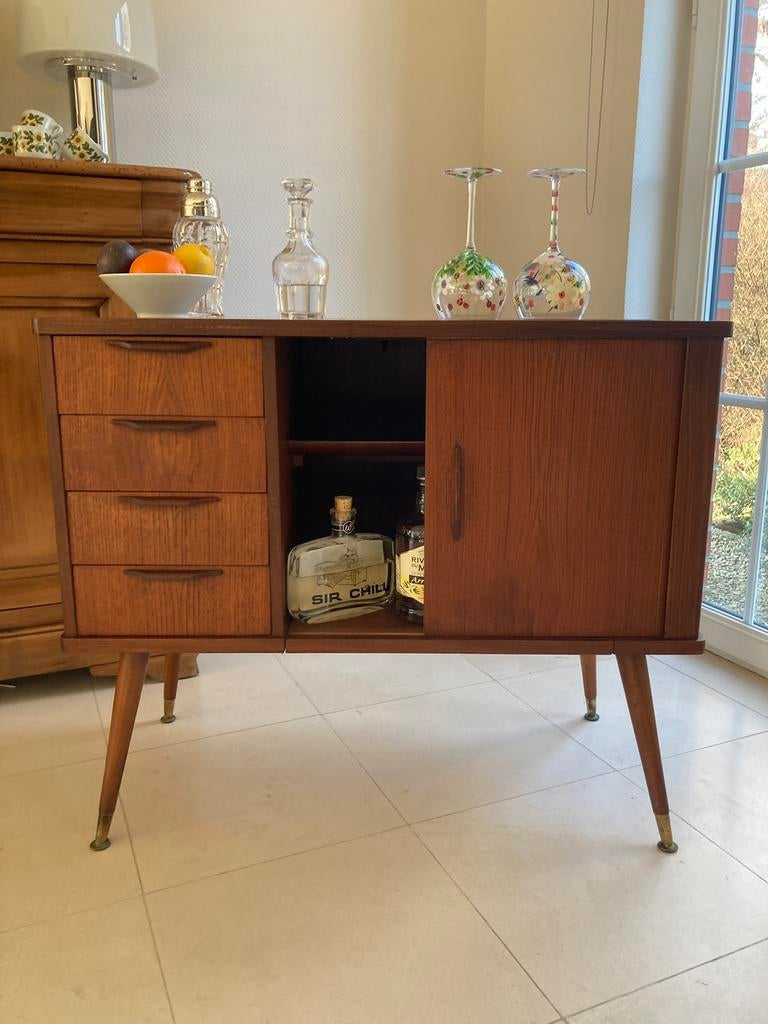 Meuble - armoire - bar scandinave teck vintage a volet, Maison & Meubles, Armoires | Autre, Comme neuf, Enlèvement