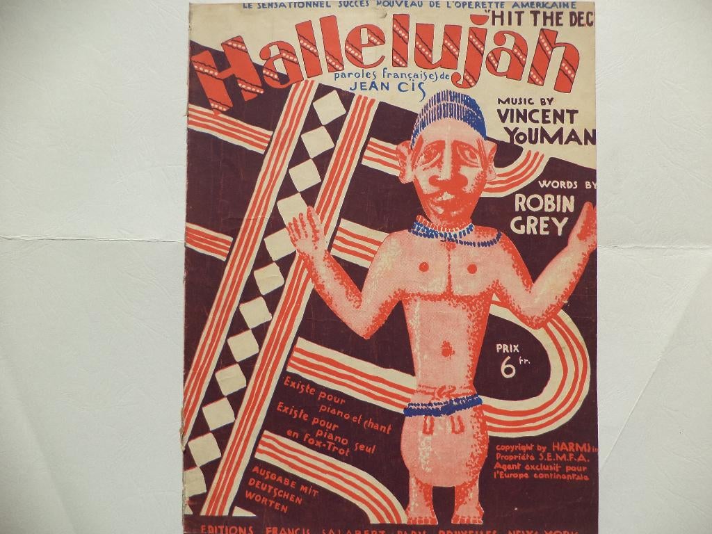 1927 HALLELUJAH FOX TROT POUR PIANO ET CHANT VINCENT YOUMAN, Ophalen of Verzenden