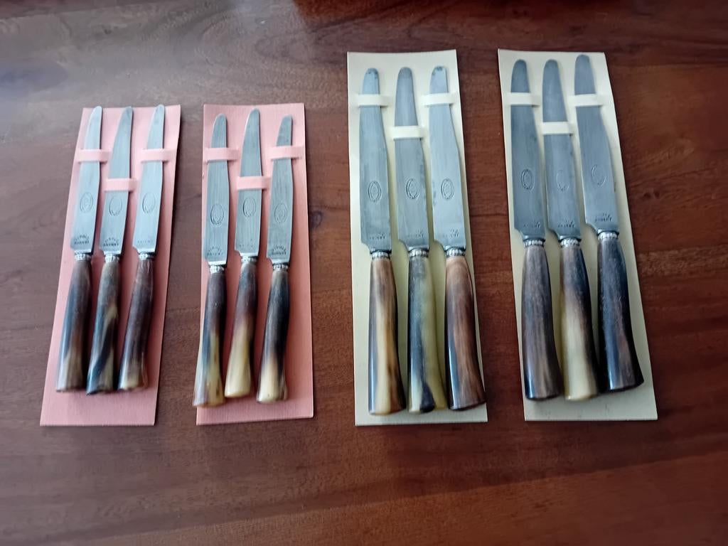 Service de 12 Couteaux Anciens - Corne & Virole Argent, Antiquités & Art, Antiquités | Couverts, Envoi