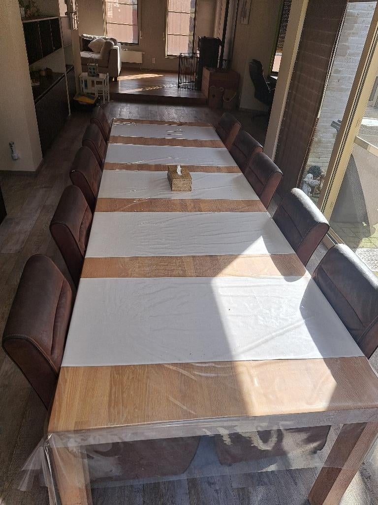 UNIEKE  LANGE EETTAFEL, Huis en Inrichting, Ophalen, 100 tot 150 cm, Eikenhout, 200 cm of meer