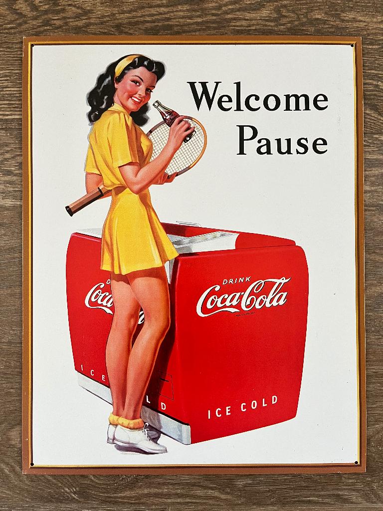 Coca Cola reclamebord - plakkaat - bord 32 x 40 cm, Verzamelen, Ophalen, Zo goed als nieuw, Reclamebord
