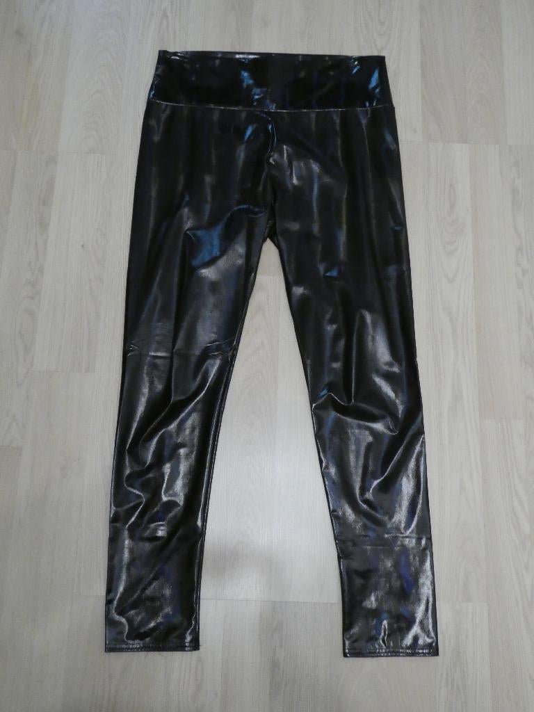 Legging Lak PVC Metallic Zwart, Kleding | Dames, Ophalen of Verzenden, Zo goed als nieuw, Zwart