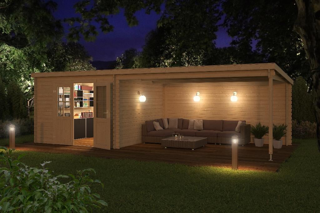 Cabane en rondins avec auvent Saint-Louis 681x292 Cuisson, Envoi, Neuf