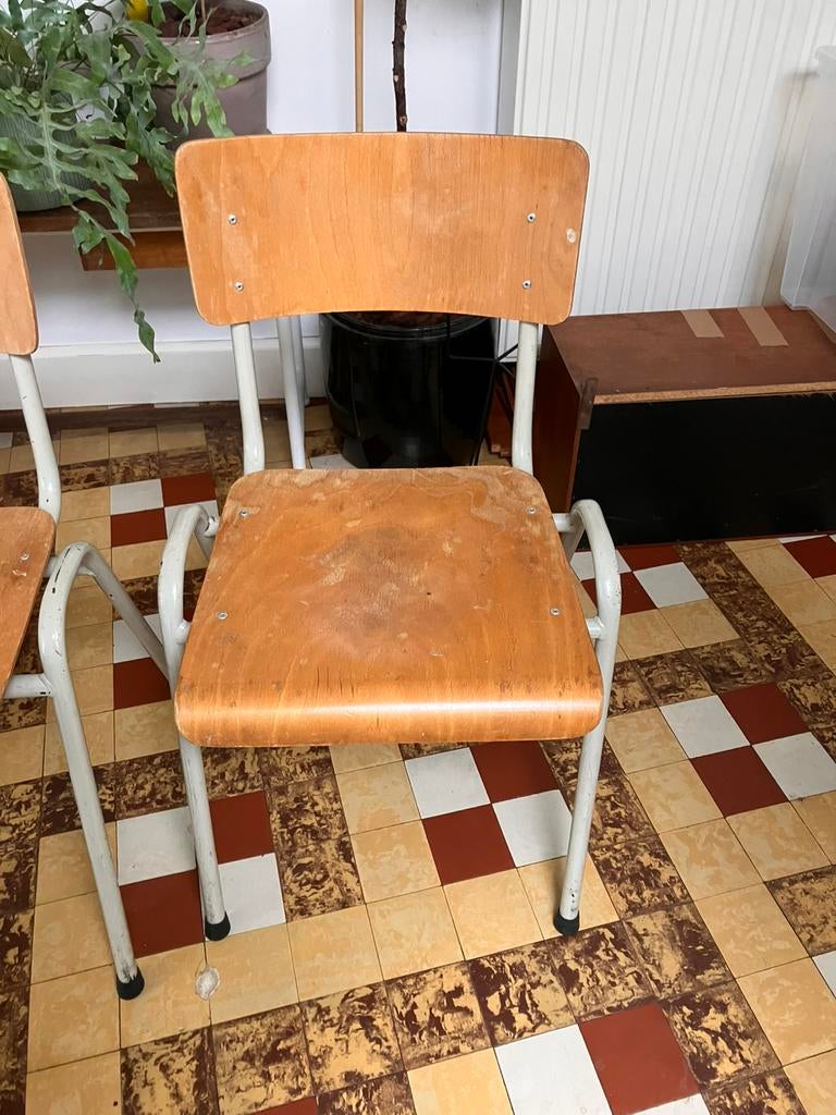 Stapelbare schoolstoelen 4 stuks, Ophalen, Gebruikt, Wit, Vier