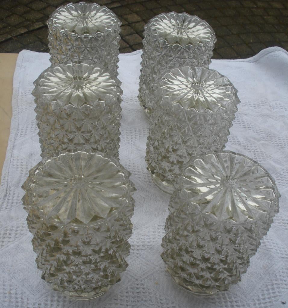 6 vintage glazen lampenkappen, Ophalen