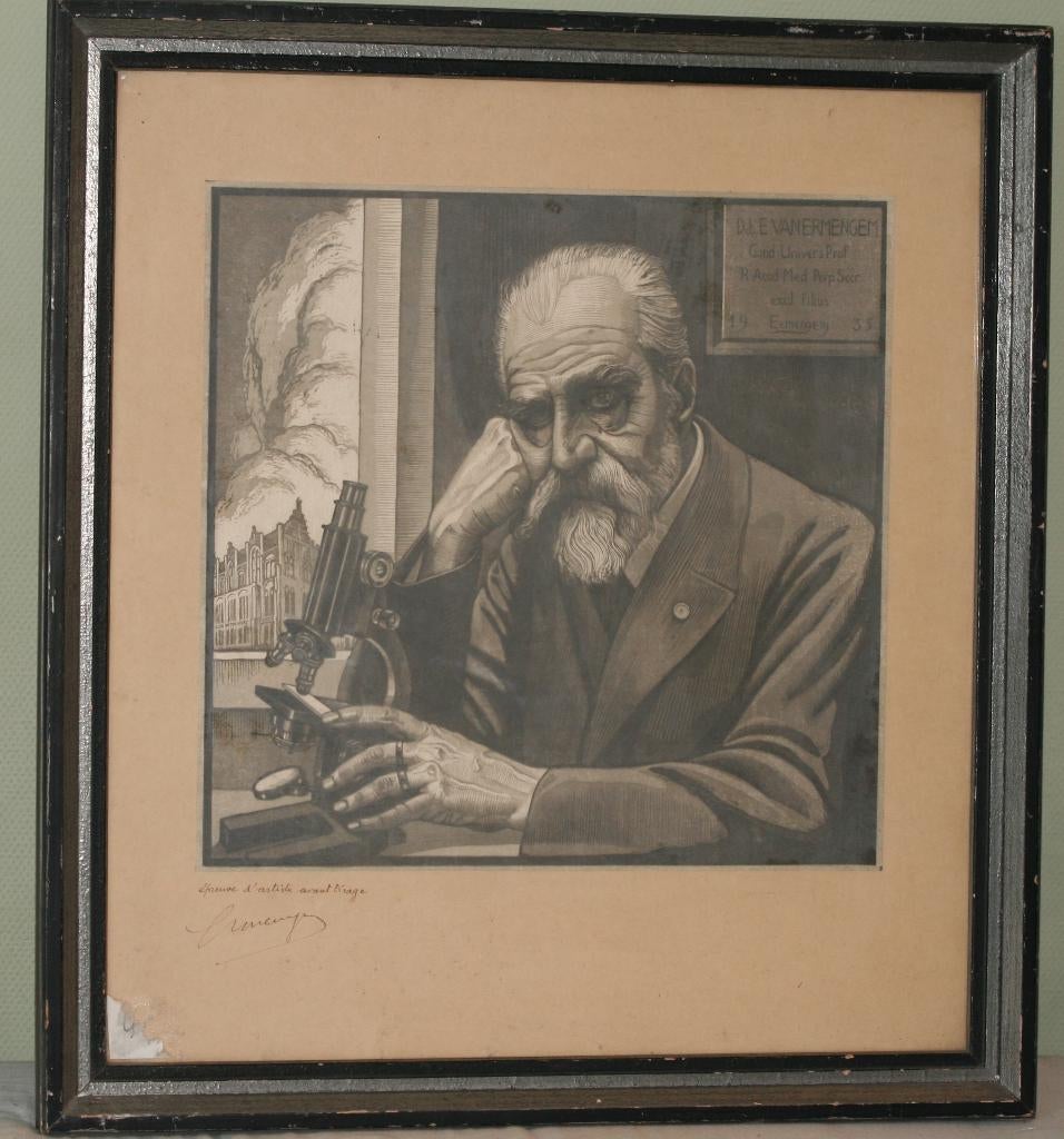 Frans Ermengem - epreuve d'artiste avant tirage, Enlèvement ou Envoi, Portrait, Eau-forte, Encadré
