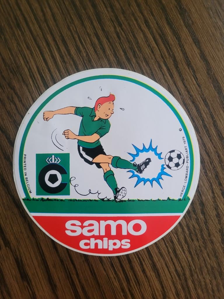 Oude sticker samo chips kuifje 1979, Ophalen of Verzenden
