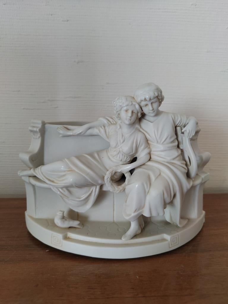 Ancienne petite jardinière centre de table en biscuit, Antiquités & Art, Enlèvement ou Envoi