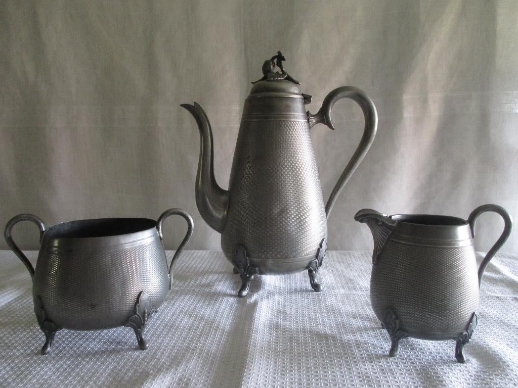 tinnen koffiepot melkpot suikerpot, Ophalen of Verzenden