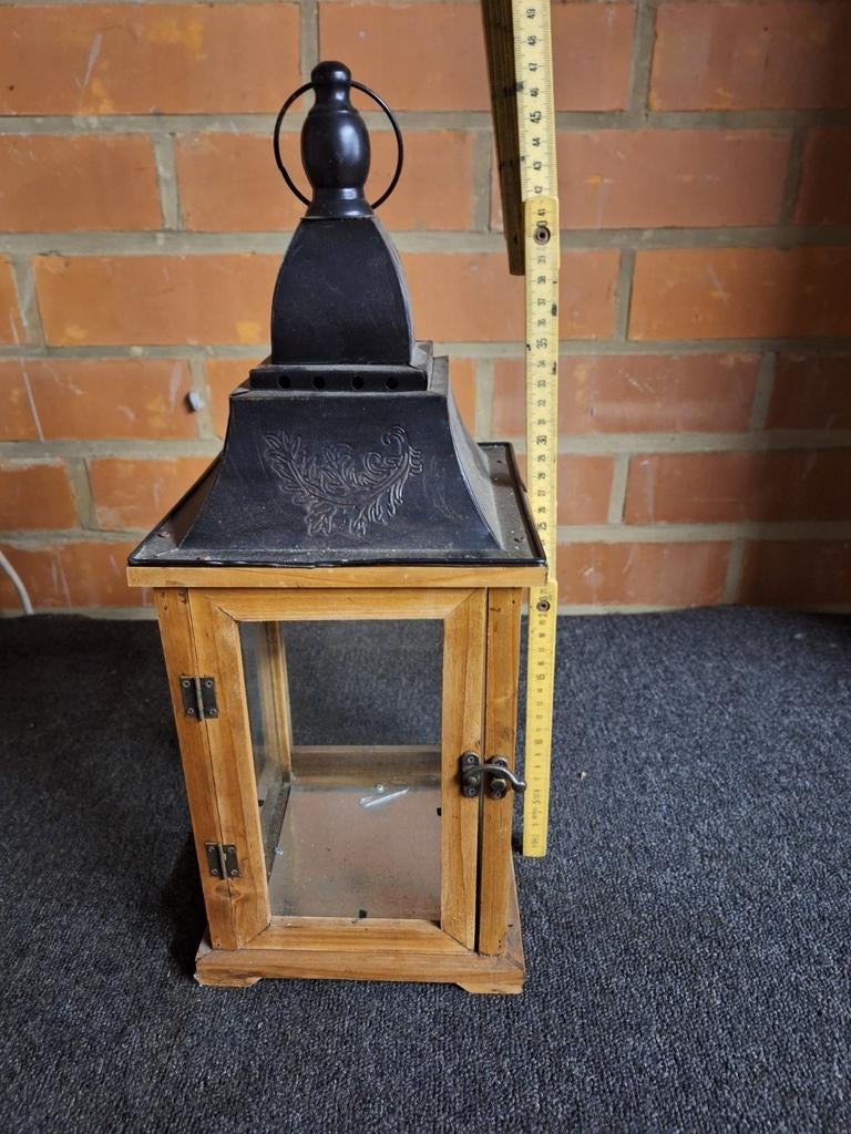 Lantaarn hout/metaal, Huis en Inrichting, Ophalen, Zo goed als nieuw, Hout