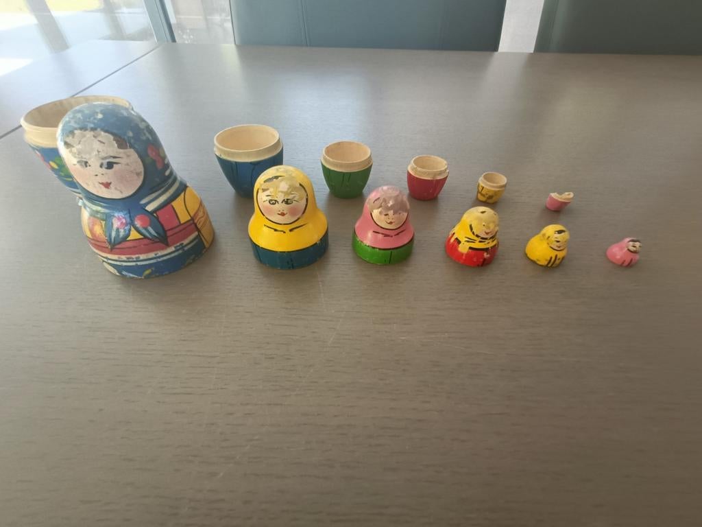 Retro 6-delige set baboesjka-poppetjes, Ophalen of Verzenden, Gebruikt