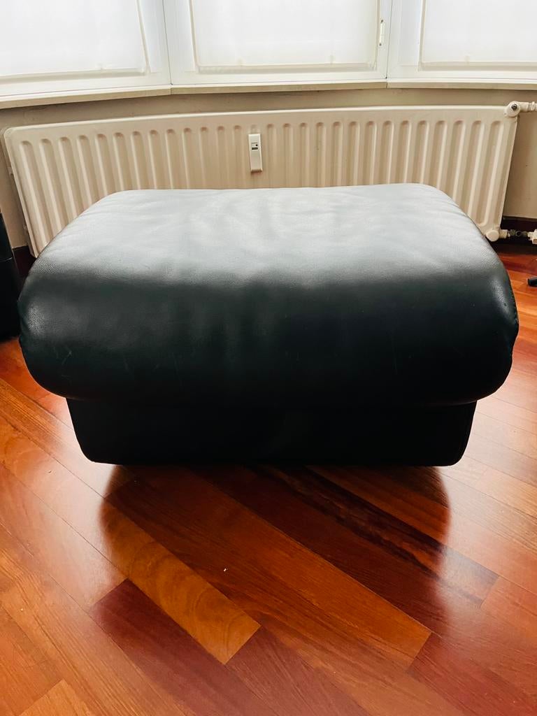 Pouf en cuir vert, Enlèvement, Utilisé, Cuir