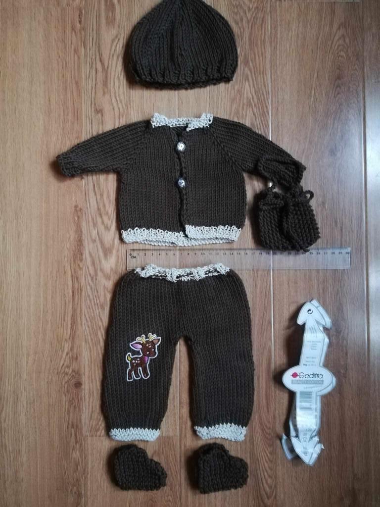 Mini- kleertjes (5delig) in katoen gebreid, nieuw, Hobby en Vrije tijd, Breien en Haken, Ophalen of Verzenden, Nieuw, Breien, Naald