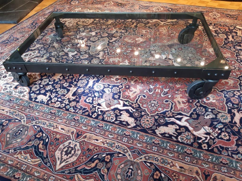 Grande table base de salon type industriel, Enlèvement, Verre