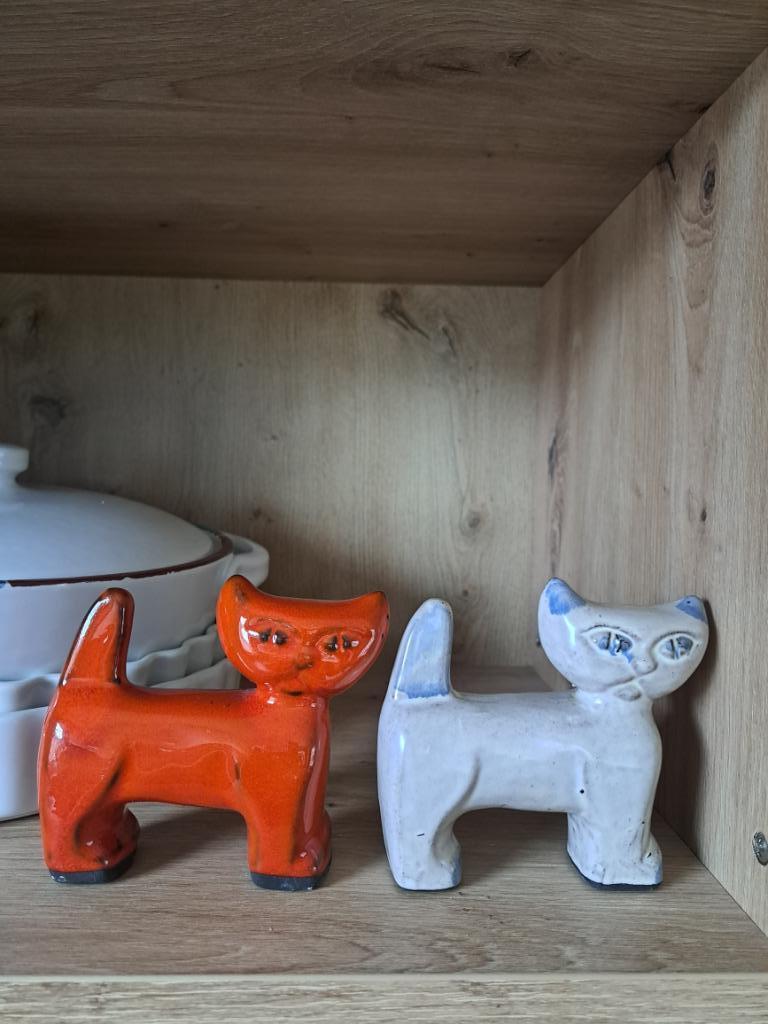 2 Keramieken kattenbeeldjes, Ophalen of Verzenden